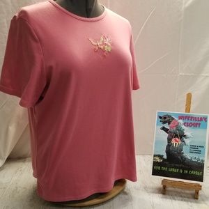 XL Allison Daley Pink Embroidered Tee Shirt